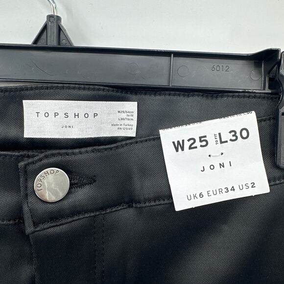 Topshop The Iconic Joni High Rise Skinny fit in Coated Black Size 25 NWT - Picture 7 of 9
